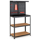 Tool Storage Workbench with Peg Board 2 Lower Shelves 14 Hanging Accessories-Black by DirectDeals