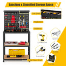 Tool Storage Workbench with Peg Board 2 Lower Shelves 14 Hanging Accessories-Black by DirectDeals