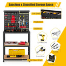 Tool Storage Workbench with Peg Board 2 Lower Shelves 14 Hanging Accessories-Black by LJGDeals