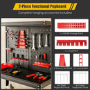 Tool Storage Workbench with Peg Board 2 Lower Shelves 14 Hanging Accessories-Black by DirectDeals