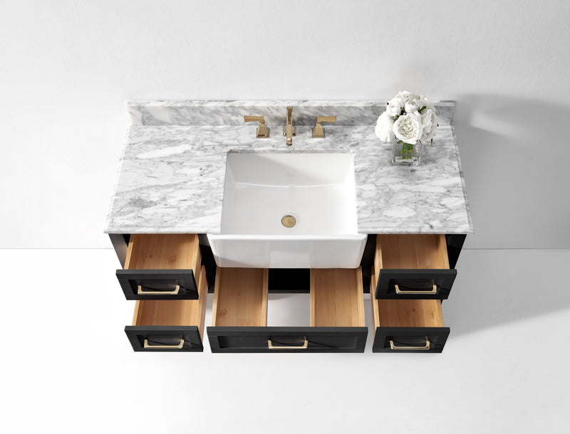 Hayley Bathroom Vanity with Sink and Carrara White Marble Top Cabinet Set