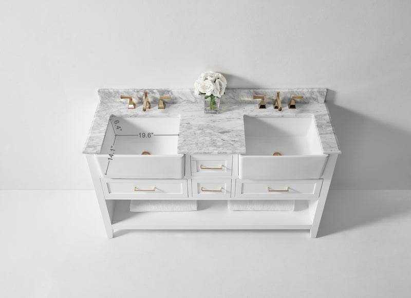 Hayley Bathroom Vanity with Sink and Carrara White Marble Top Cabinet Set