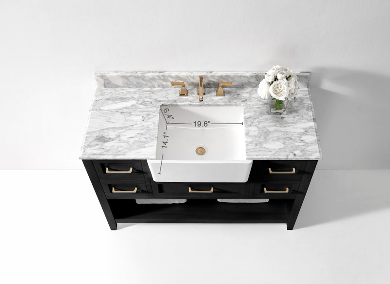 Hayley Bathroom Vanity with Sink and Carrara White Marble Top Cabinet Set