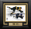 Torey Krug Boston Bruins 2019 Stanley Cup Finals Game 1 Hit 8" x 10" Framed Hockey Photo by Dynasty Sports & Framing