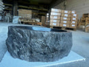 Handcrafted Black Natural Stone Vessel Sink With Rustic Texture