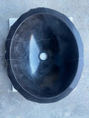 Handcrafted Black Natural Stone Vessel Sink With Rustic Texture