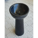 Black Marble Pedestal Oval Bathroom Vanity Sink Polished