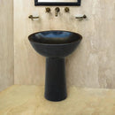 Black Marble Pedestal Oval Bathroom Vanity Sink Polished