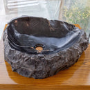 Handcrafted Black Marble Vessel Sink Natural Stone Bathroom Basin