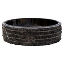 Black Marble Handcrafted Vessel Bathroom Sink 16 Inch Diameter Combed Finish