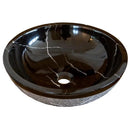 Black Marble Vessel Bathroom Sink 16 Inch Round Handcrafted Natural Stone