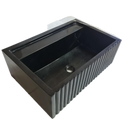 Toros Black Marble Wall-Mount Bathroom Vanity Sink Fluted (W)16" (L)24" (H)7"