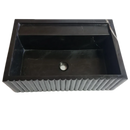 Toros Black Marble Wall-Mount Bathroom Vanity Sink Fluted (W)16" (L)24" (H)7"