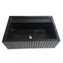 Toros Black Marble Wall-Mount Bathroom Vanity Sink Fluted (W)16" (L)24" (H)7"