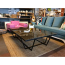 Polished Marble Rectangular Coffee Table with Black Metal Legs