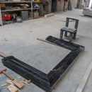 Black Marble Fireplace Mantel Hand Carved with White Veining - Polished 49 x 69 Inch