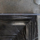 Black Marble Fireplace Mantel Hand Carved with White Veining - Polished 49 x 69 Inch