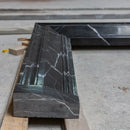 Black Marble Fireplace Mantel Hand Carved with White Veining - Polished 49 x 69 Inch
