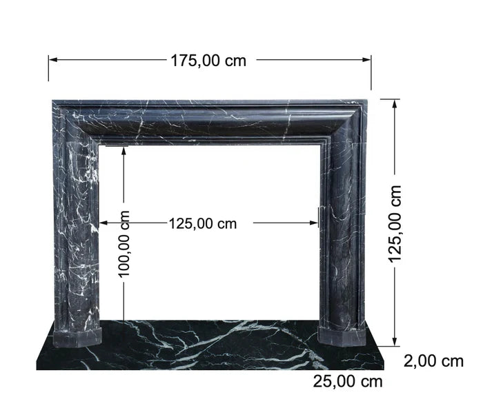 Toros Black Marble Hand-carved Fireplace Mantel Polished (L)49" (H)69"