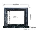 Black Marble Fireplace Mantel Hand Carved with White Veining - Polished 49 x 69 Inch