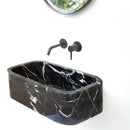Polished Black Marble Bathroom Sink 12x18 Inch Wall Mounted