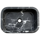 Polished Black Marble Bathroom Sink 12x18 Inch Wall Mounted