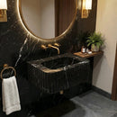 Turkish Black Marble Handcrafted Wall Mount Vessel Bathroom Sink
