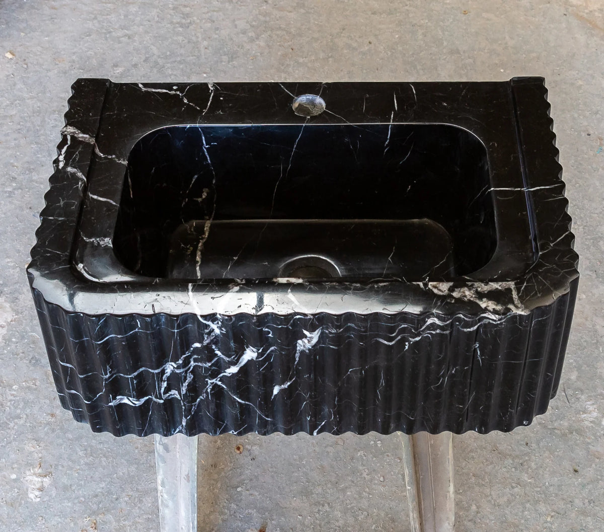Black Marble Handcrafted Rectangular Sink - Wall-Mount Polished 12x19x7, photo 8 of 20