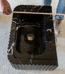 Turkish Black Marble Handcrafted Wall Mount Vessel Bathroom Sink