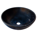 Black Natural Stone Marble Round Vessel Bathroom Sink Semi Polished