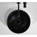 Black Natural Stone Marble Round Vessel Bathroom Sink Semi Polished