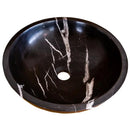 Black Marble Round Vessel Sink Polished Natural Stone 16 Inch