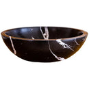 Black Marble Round Vessel Sink Polished Natural Stone 16 Inch