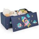 Kids Wooden Upholstered Toy Storage Box with Removable Lid-Navy by LJGDeals