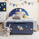 Kids Wooden Upholstered Toy Storage Box with Removable Lid-Navy by LJGDeals