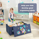Kids Wooden Upholstered Toy Storage Box with Removable Lid-Navy by LJGDeals