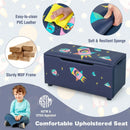 Kids Wooden Upholstered Toy Storage Box with Removable Lid-Navy by LJGDeals