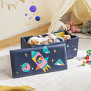 Kids Wooden Upholstered Toy Storage Box with Removable Lid-Navy by LJGDeals