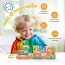 Wooden Toy Train Set with Stacking Wooden Blocks and Cute Animal Patterns by LJGDeals