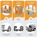 Wooden Toy Train Set with Stacking Wooden Blocks and Cute Animal Patterns by LJGDeals