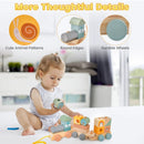 Wooden Toy Train Set with Stacking Wooden Blocks and Cute Animal Patterns by LJGDeals