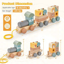 Wooden Toy Train Set with Stacking Wooden Blocks and Cute Animal Patterns by LJGDeals