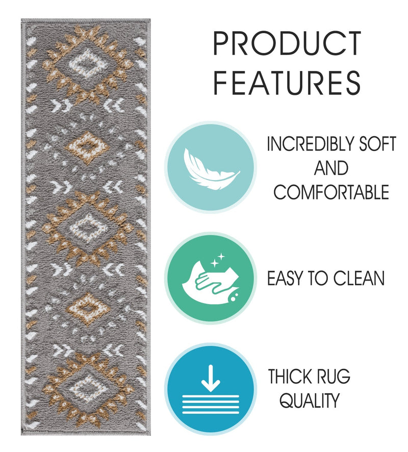 Stair Treads Rug 9"x28" Traditional Collection | Beige & White