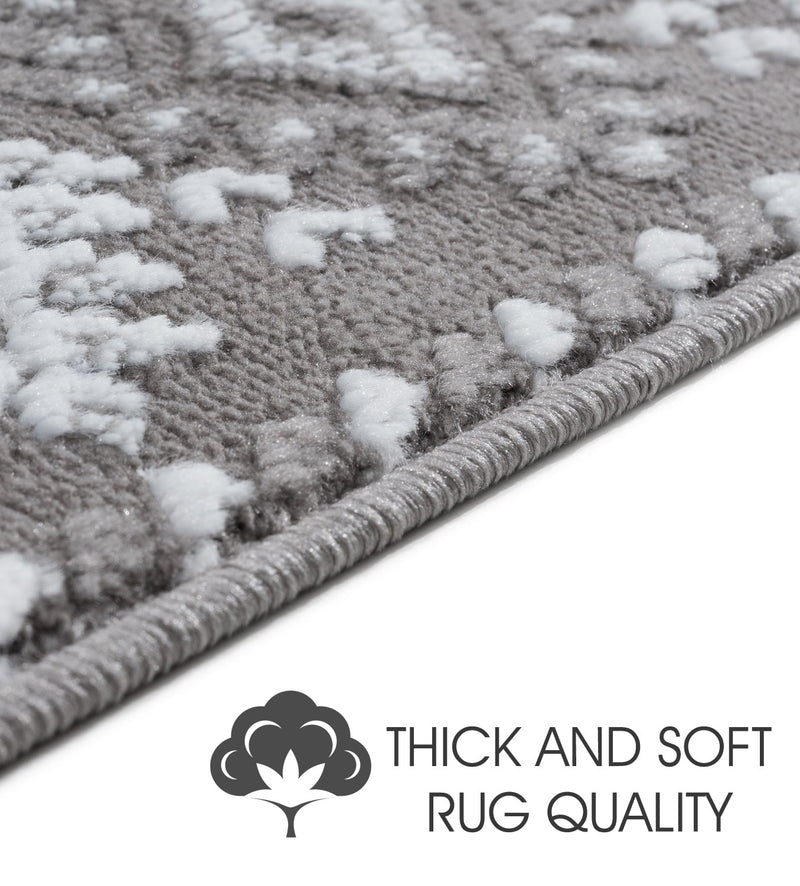 Stair Treads Rug 9"x28" Traditional Collection | Gray & White