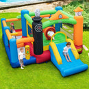 Train Themed Kids Bouncer with Slide and Basketball Hoop with 950W Air Blower by LJGDeals
