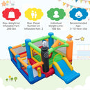Train Themed Kids Bouncer with Slide and Basketball Hoop with 950W Air Blower by LJGDeals