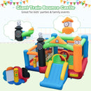 Train Themed Kids Bouncer with Slide and Basketball Hoop with 950W Air Blower by LJGDeals