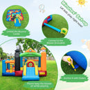 Train Themed Kids Bouncer with Slide and Basketball Hoop with 950W Air Blower by LJGDeals