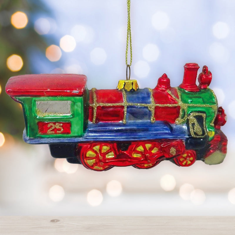 Train Glass Christmas Ornament