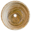 Travertine Onyx Round Beige Vessel Sink For Bathroom With Honed Finish